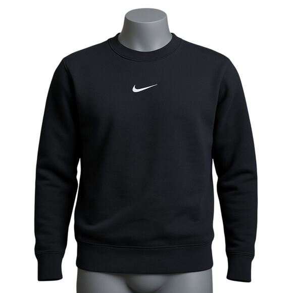 Nike Black Crewneck Sweatshirt Small | Classic Swoosh Logo Unisex - Picture 1 of 4